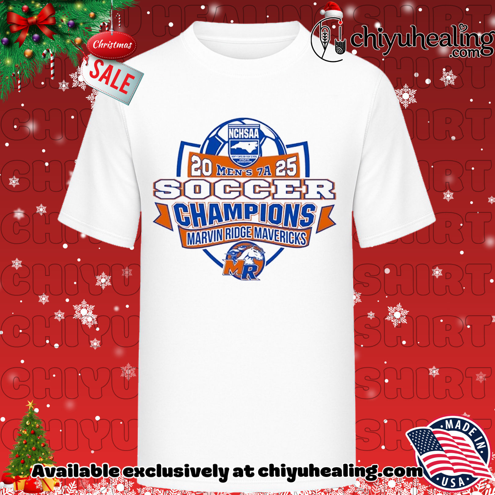 Marvin Ridge Mavericks 2025 NCHSAA Soccer Division 7A Champions Christmas ornament, Hoodie, Sweatshirt, Poster Canvas, Mug, Ornaments