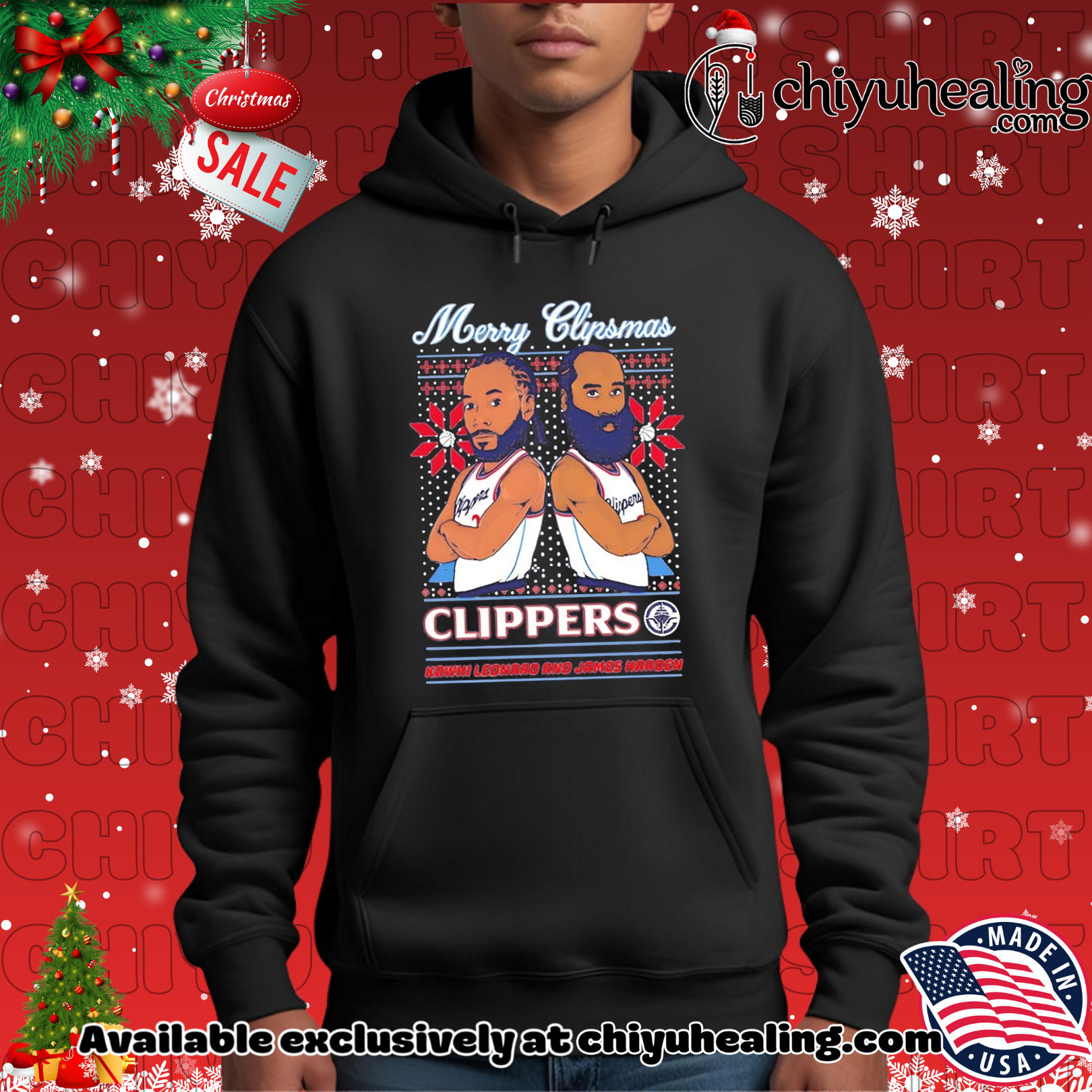 Merry Clipmas Kawhi and Harden Los Angeles Clippers Merry Christmas ugly shirt, Hoodie, Sweatshirt, Poster Canvas, Mug, Ornaments