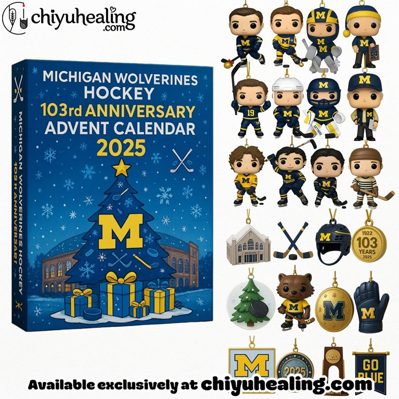 Michigan Wolverines Hockey 103rd Anniversary Advent Calendar 2025, Christmas Countdown Advent Calendar Gift Box with 24 Acrylic Ornaments