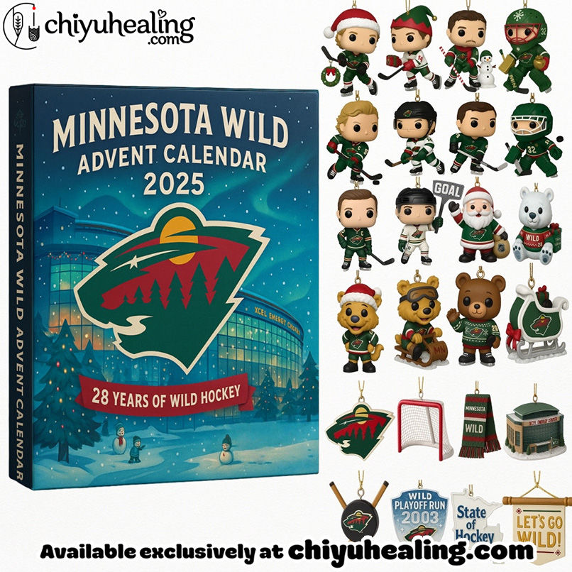 Minnesota Wild 2025 Advent Calendar, Christmas Countdown Advent Calendar Gift Box with 24 Acrylic Ornaments