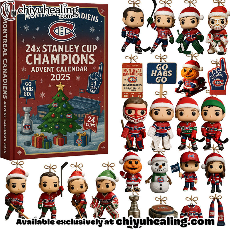 Montreal Canadiens Advent Calendar, Christmas Countdown Advent Calendar Gift Box with 24 Acrylic Ornaments