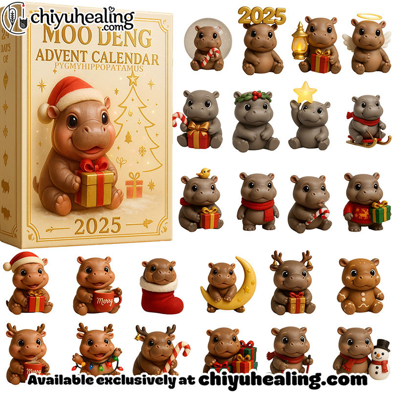 Moo Deng Advent Calendar 2025, Christmas Countdown Advent Calendar Gift Box with 24 Acrylic Ornaments