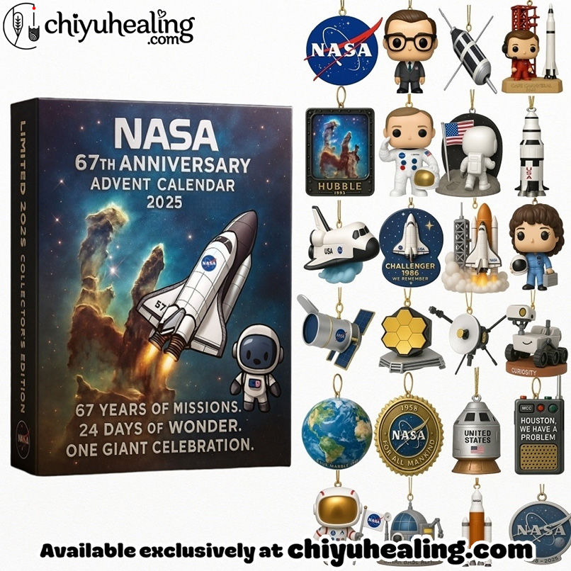 NASA 67th Anniversary 2025 Advent Calendar, Christmas Countdown Advent Calendar Gift Box with 24 Acrylic Ornaments