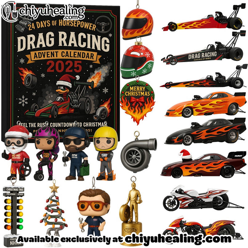 NHRA Speed Christmas Advent Calendar, Christmas Countdown Advent Calendar Gift Box with 24 Acrylic Ornaments