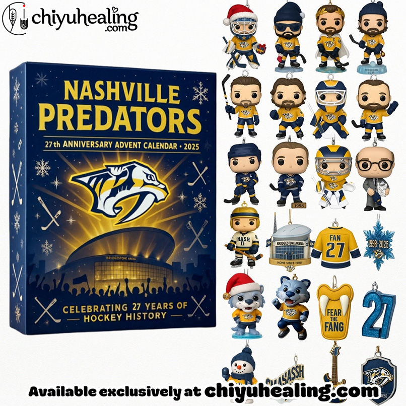 Nashville Predators 27th Anniversary Advent Calendar 2025, Christmas Countdown Advent Calendar Gift Box with 24 Acrylic Ornaments