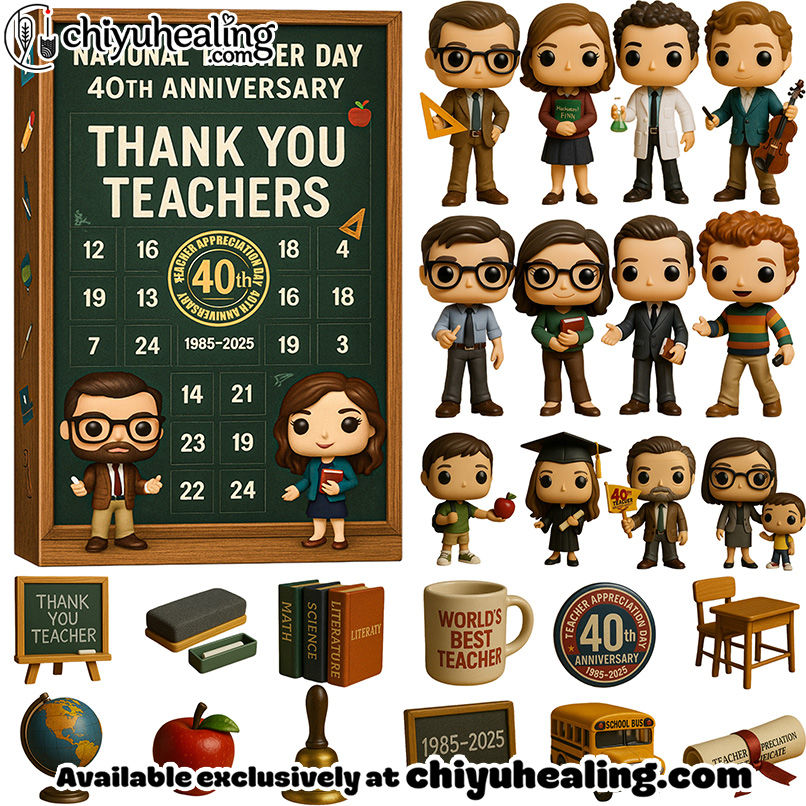 National Teacher Day · 40th Anniversary Advent Calendar, Christmas Countdown Advent Calendar Gift Box with 24 Acrylic Ornaments