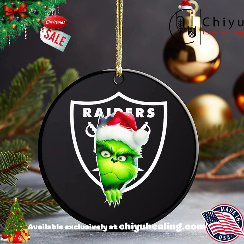 Nice Grinch Peeking Through Raiders Football Christmas Holiday shirt, Hoodie, Sweatshirt, Poster Canvas, Mug, Ornaments 5 Nice Grinch Peeking Through Raiders Football Christmas Holiday shirt, Hoodie, Sweatshirt, Poster Canvas, Mug, Ornaments
