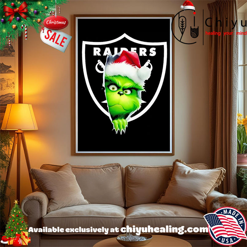 Nice Grinch Peeking Through Raiders Football Christmas Holiday shirt, Hoodie, Sweatshirt, Poster Canvas, Mug, Ornaments Nice Grinch Peeking Through Raiders Football Christmas Holiday shirt, Hoodie, Sweatshirt, Poster Canvas, Mug, Ornaments