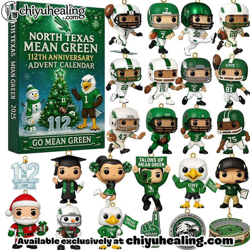 North Texas Mean Green 112th Anniversary Advent Calendar, Christmas Countdown Advent Calendar Gift Box with 24 Acrylic Ornaments North Texas Mean Green 112th Anniversary Advent Calendar, Christmas Countdown Advent Calendar Gift Box with 24 Acrylic Ornaments