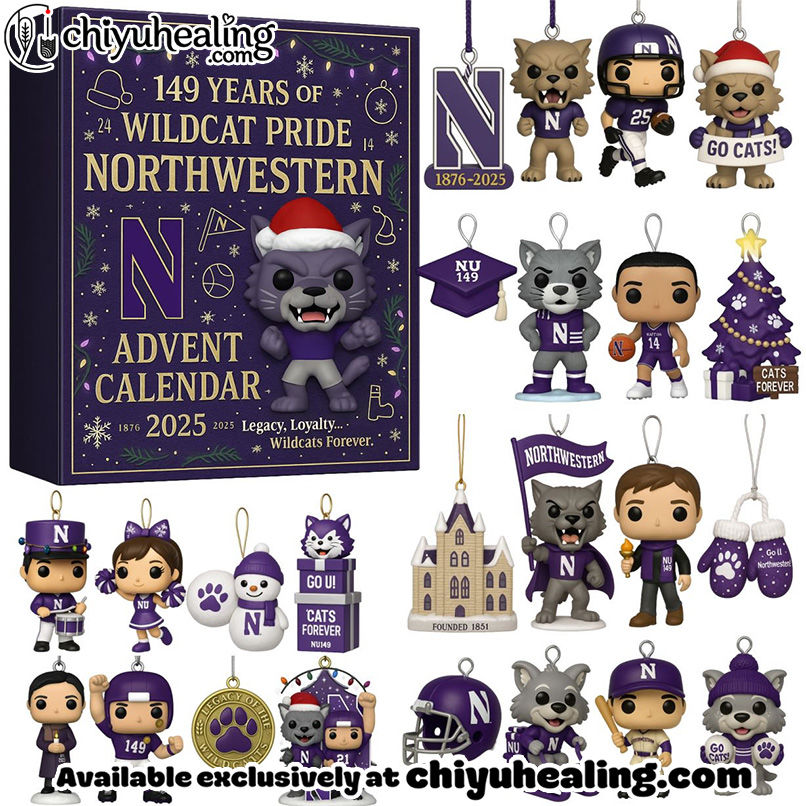 Northwestern Wildcats 149th Anniversary Pop Advent Calendar, Christmas Countdown Advent Calendar Gift Box with 24 Acrylic Ornaments Northwestern Wildcats 149th Anniversary Pop Advent Calendar, Christmas Countdown Advent Calendar Gift Box with 24 Acrylic Ornaments