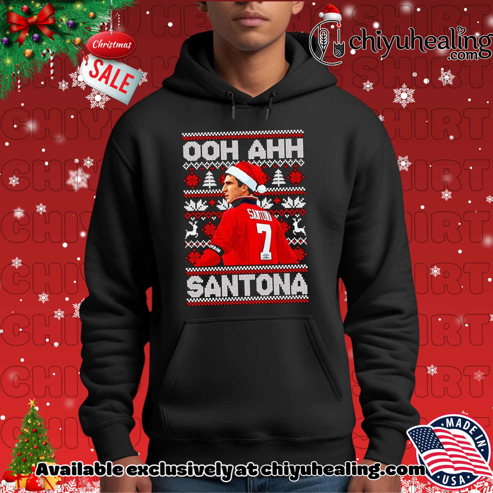 OOH AHH Santona Eric Cantona Christmas Christmas ornament, Hoodie, Sweatshirt, Poster Canvas, Mug, Ornaments