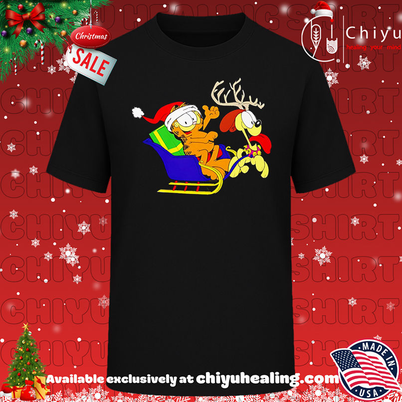Official The Fat Cat Santa Riding Reindeer Odie shirt, Hoodie, Sweatshirt, Poster Canvas, Mug, Ornaments