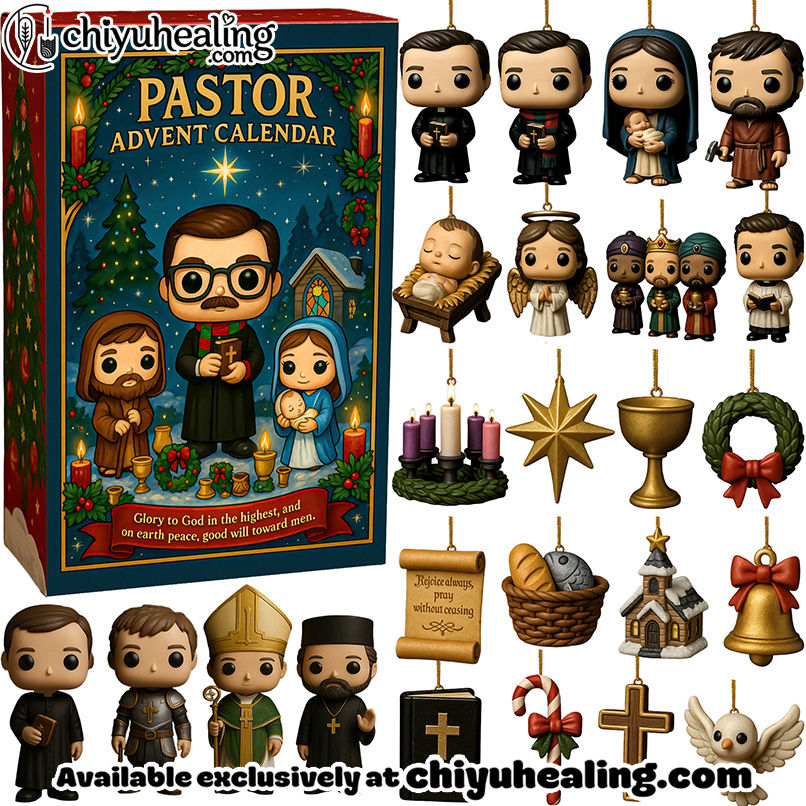 Pastor Advent Calendar, Christmas Countdown Advent Calendar Gift Box with 24 Acrylic Ornaments