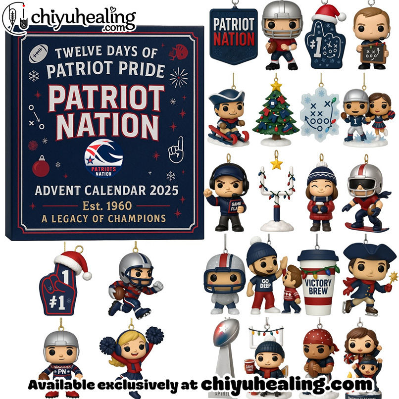 Patriots Nation Advent Calendar, Christmas Countdown Advent Calendar Gift Box with 24 Acrylic Ornaments