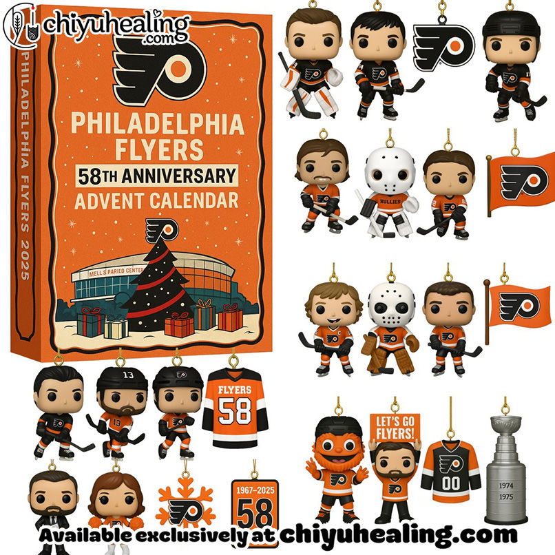 Philadelphia Flyers 58th Anniversary Advent Calendar 2025, Christmas Countdown Advent Calendar Gift Box with 24 Acrylic Ornaments