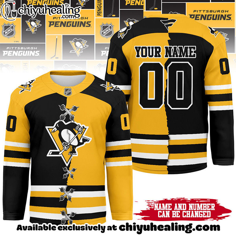 Pittsburgh Penguins - Premium NHL Personalized Split Color Hockey Jersey