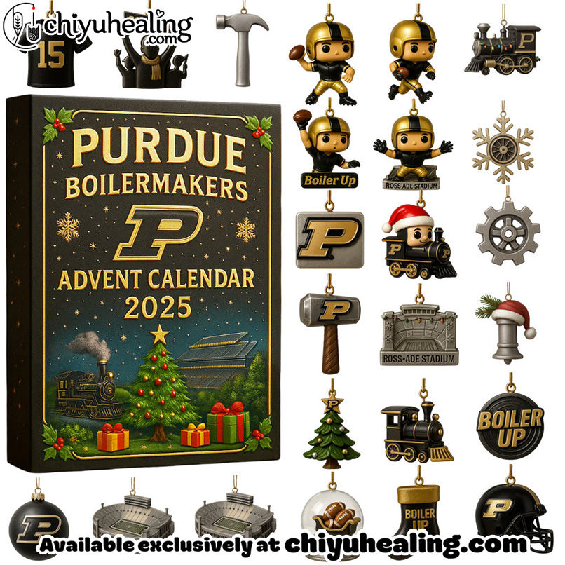 Purdue Boilermakers Football 2025 Advent Calendar, Christmas Countdown Advent Calendar Gift Box with 24 Acrylic Ornaments