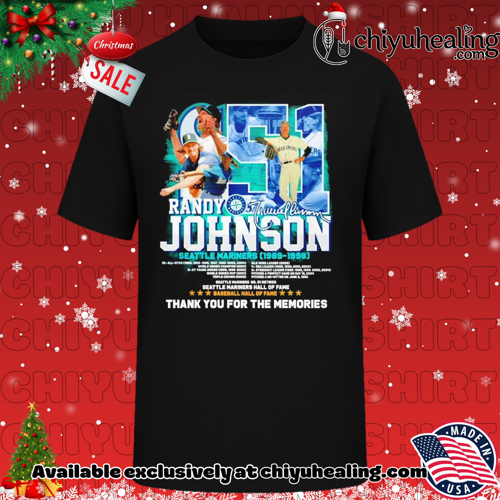 Randy Johnson Seattle Mariners 1989 1998 thank you for the memories shirt, Hoodie, Sweatshirt, Poster Canvas, Mug, Ornaments
