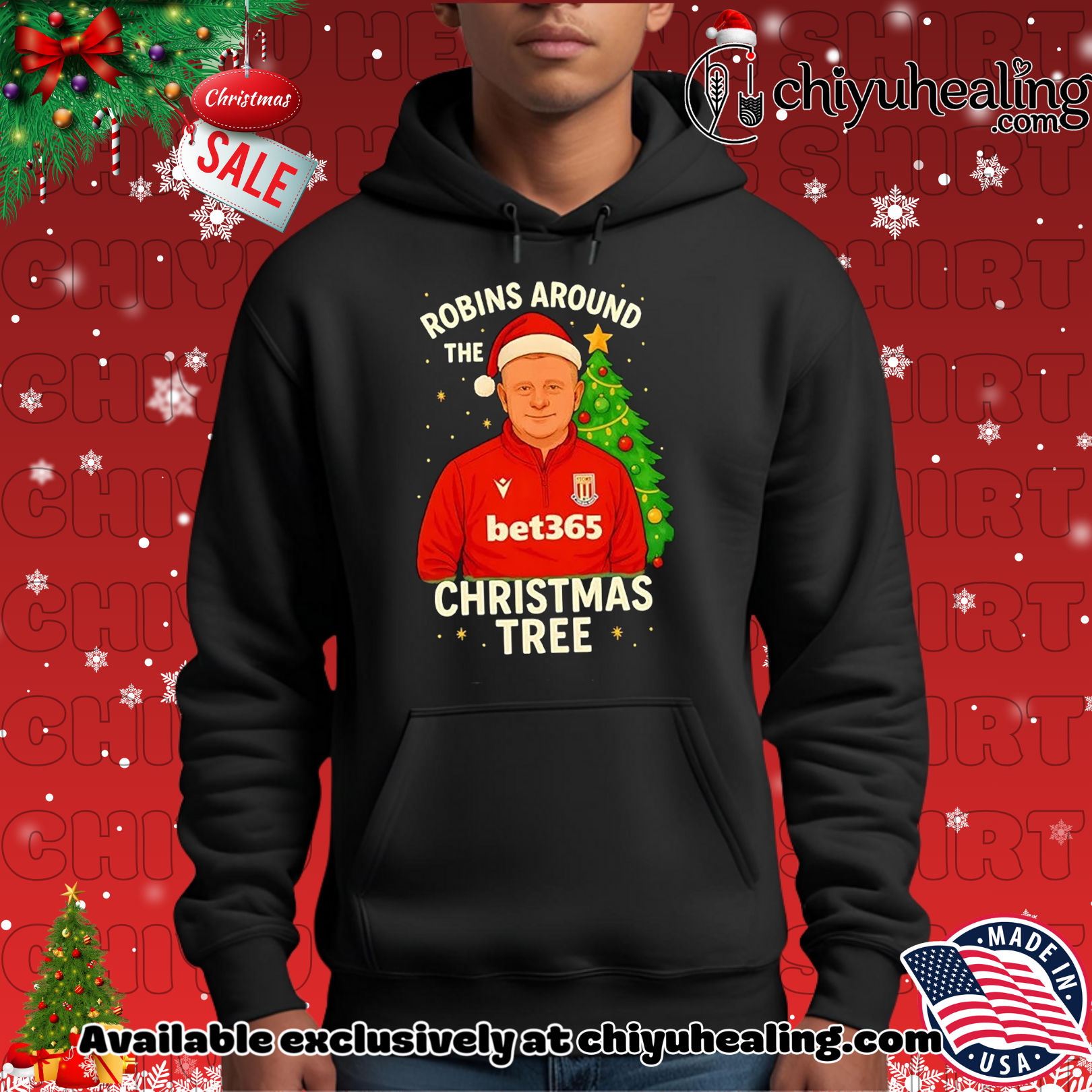 Robins Around The Christmas Tree Stoke City Christmas Christmas ornament, Hoodie, Sweatshirt, Poster Canvas, Mug, Ornaments
