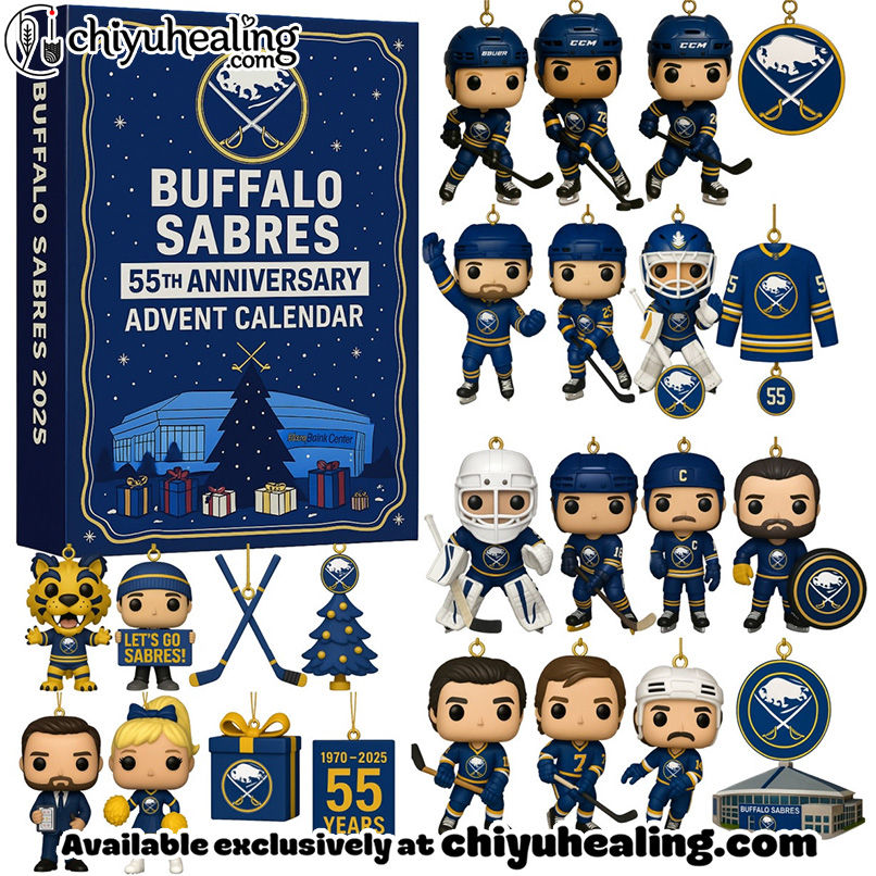 Sabres 55th Anniversary Advent Calendar 2025, Christmas Countdown Advent Calendar Gift Box with 24 Acrylic Ornaments