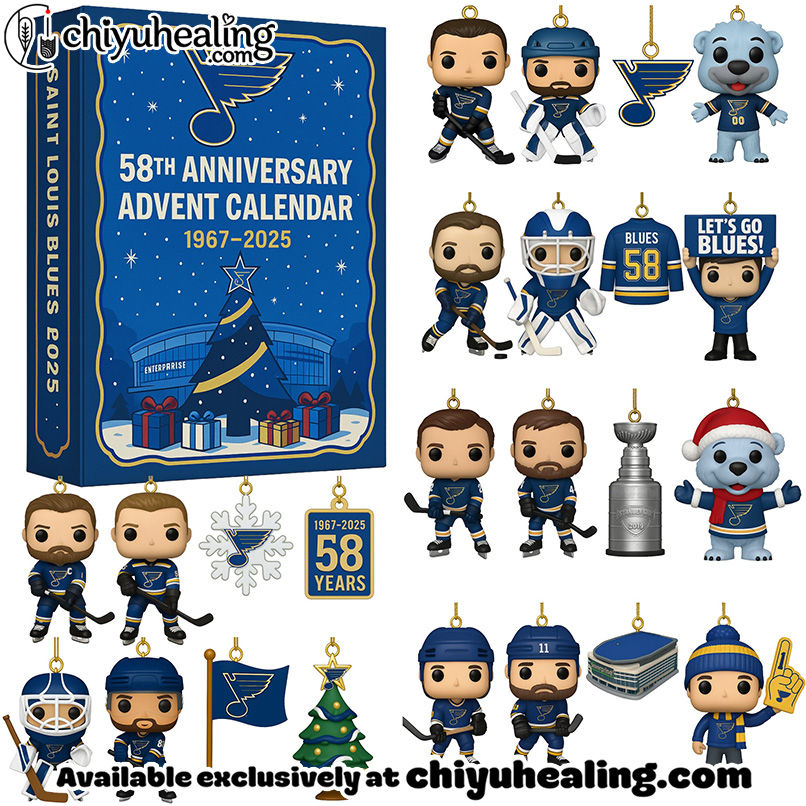 Saint Louis Blues 58th Anniversary Advent Calendar 2025, Christmas Countdown Advent Calendar Gift Box with 24 Acrylic Ornaments Saint Louis Blues 58th Anniversary Advent Calendar 2025, Christmas Countdown Advent Calendar Gift Box with 24 Acrylic Ornaments