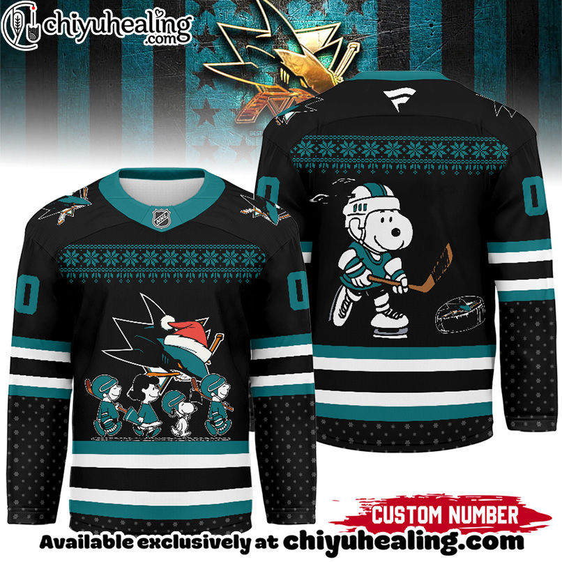 San Jose Sharks - Premium NHL Peanuts Snoopy Hockey Jersey Ver 2