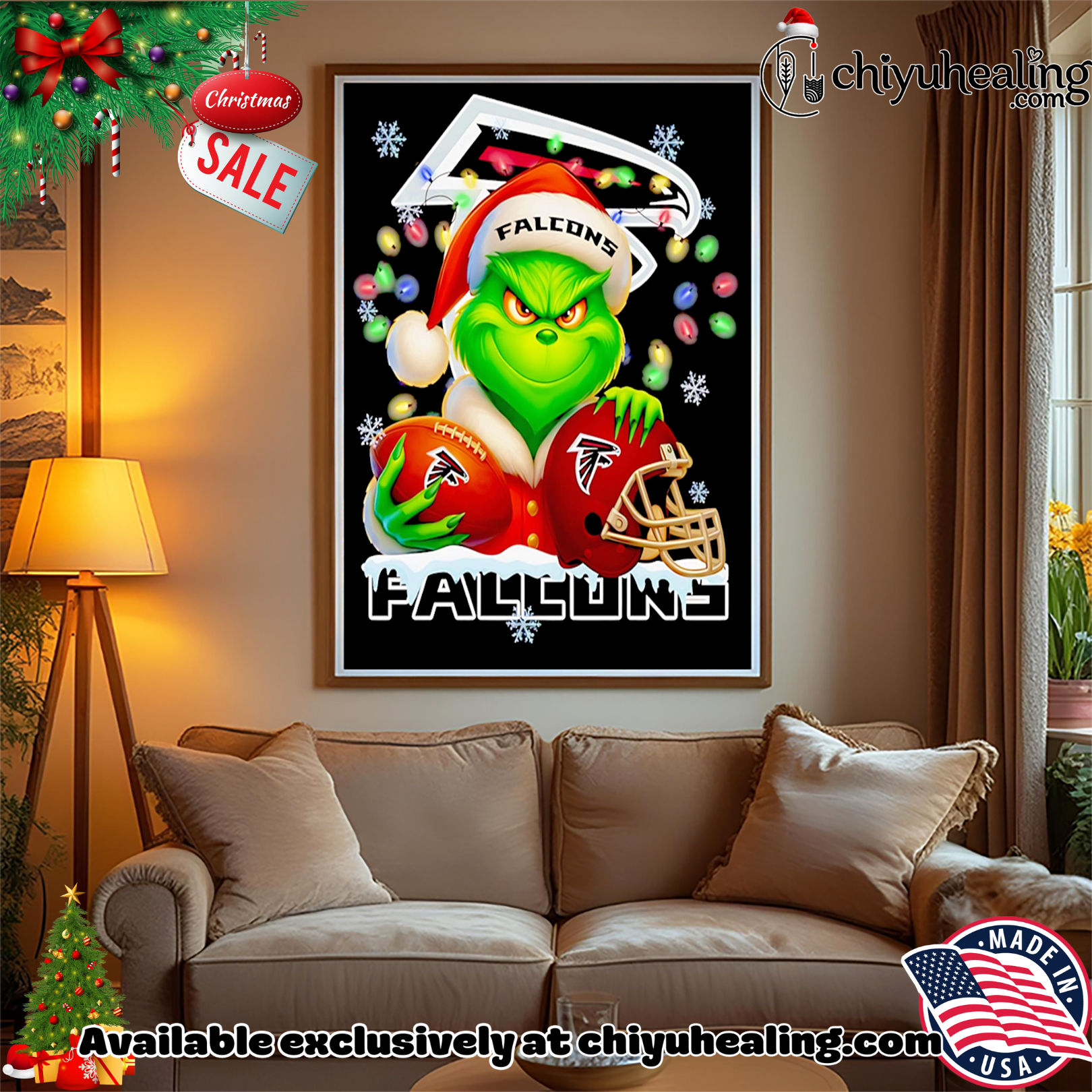 Santa Christmas Grinch Atlanta Falcons holding helmet football shirt, Hoodie, Sweatshirt, Poster Canvas, Mug, Ornaments Santa Christmas Grinch Atlanta Falcons holding helmet football shirt, Hoodie, Sweatshirt, Poster Canvas, Mug, Ornaments