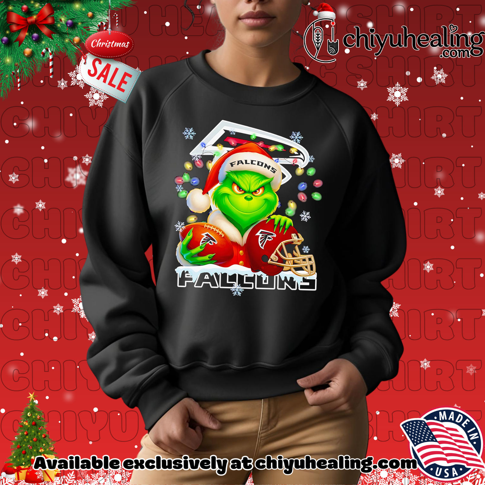 Santa Christmas Grinch Atlanta Falcons holding helmet football shirt, Hoodie, Sweatshirt, Poster Canvas, Mug, Ornaments 2 Santa Christmas Grinch Atlanta Falcons holding helmet football shirt, Hoodie, Sweatshirt, Poster Canvas, Mug, Ornaments
