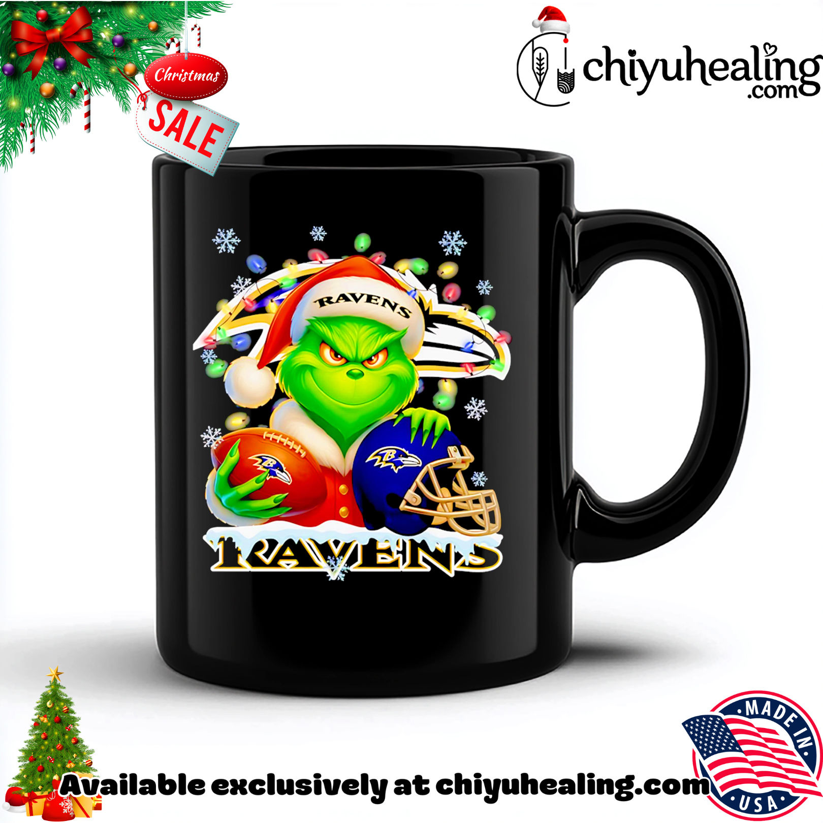 Santa Christmas Grinch Baltimore Ravens holding helmet football shirt, Hoodie, Sweatshirt, Poster Canvas, Mug, Ornaments 5 Santa Christmas Grinch Baltimore Ravens holding helmet football shirt, Hoodie, Sweatshirt, Poster Canvas, Mug, Ornaments