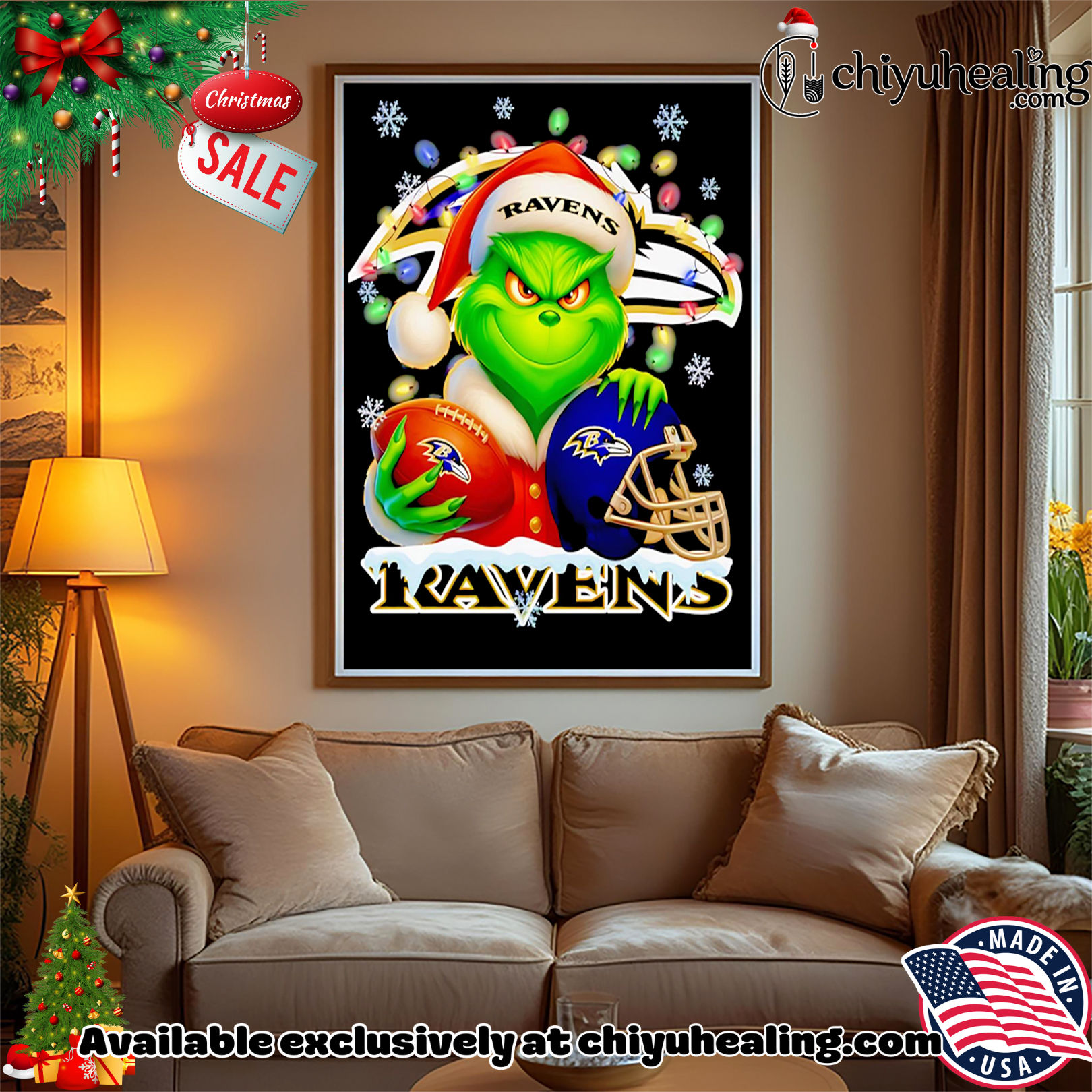 Santa Christmas Grinch Baltimore Ravens holding helmet football shirt, Hoodie, Sweatshirt, Poster Canvas, Mug, Ornaments Santa Christmas Grinch Baltimore Ravens holding helmet football shirt, Hoodie, Sweatshirt, Poster Canvas, Mug, Ornaments