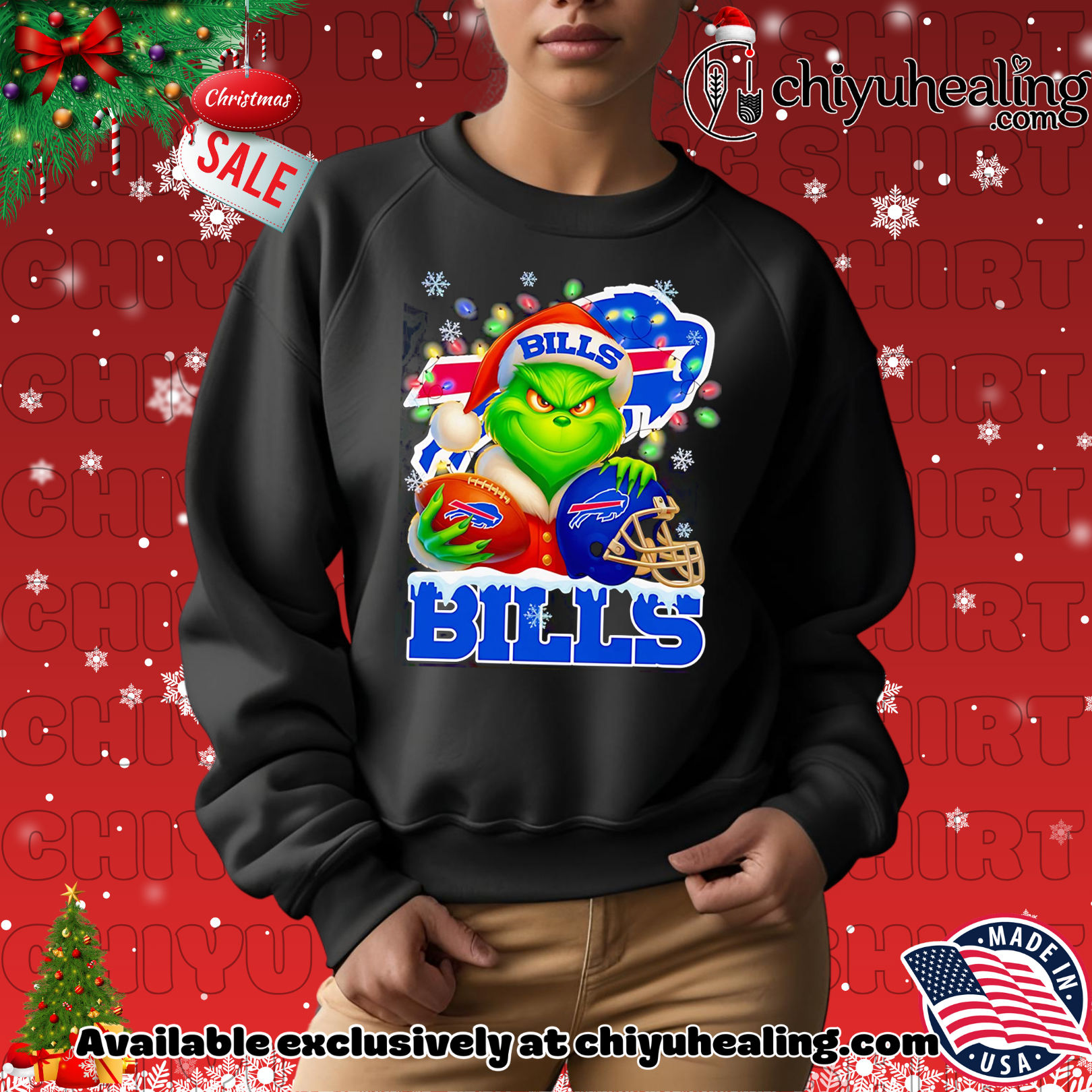 Santa Christmas Grinch Buffalo Bills holding helmet football shirt, Hoodie, Sweatshirt, Poster Canvas, Mug, Ornaments 2 Santa Christmas Grinch Buffalo Bills holding helmet football shirt, Hoodie, Sweatshirt, Poster Canvas, Mug, Ornaments