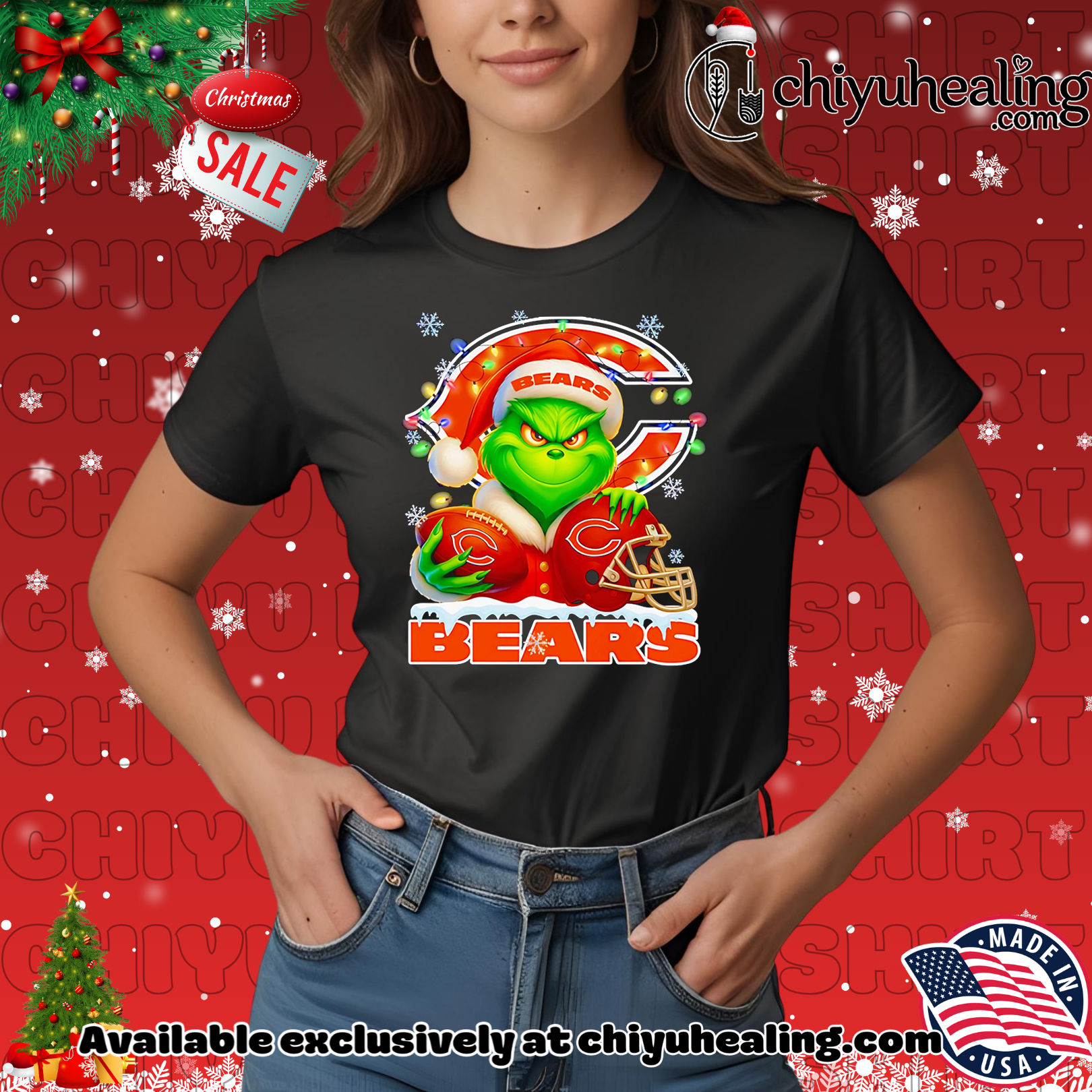 Santa Christmas Grinch Chicago Bears holding helmet football shirt, Hoodie, Sweatshirt, Poster Canvas, Mug, Ornaments 7 Santa Christmas Grinch Chicago Bears holding helmet football shirt, Hoodie, Sweatshirt, Poster Canvas, Mug, Ornaments