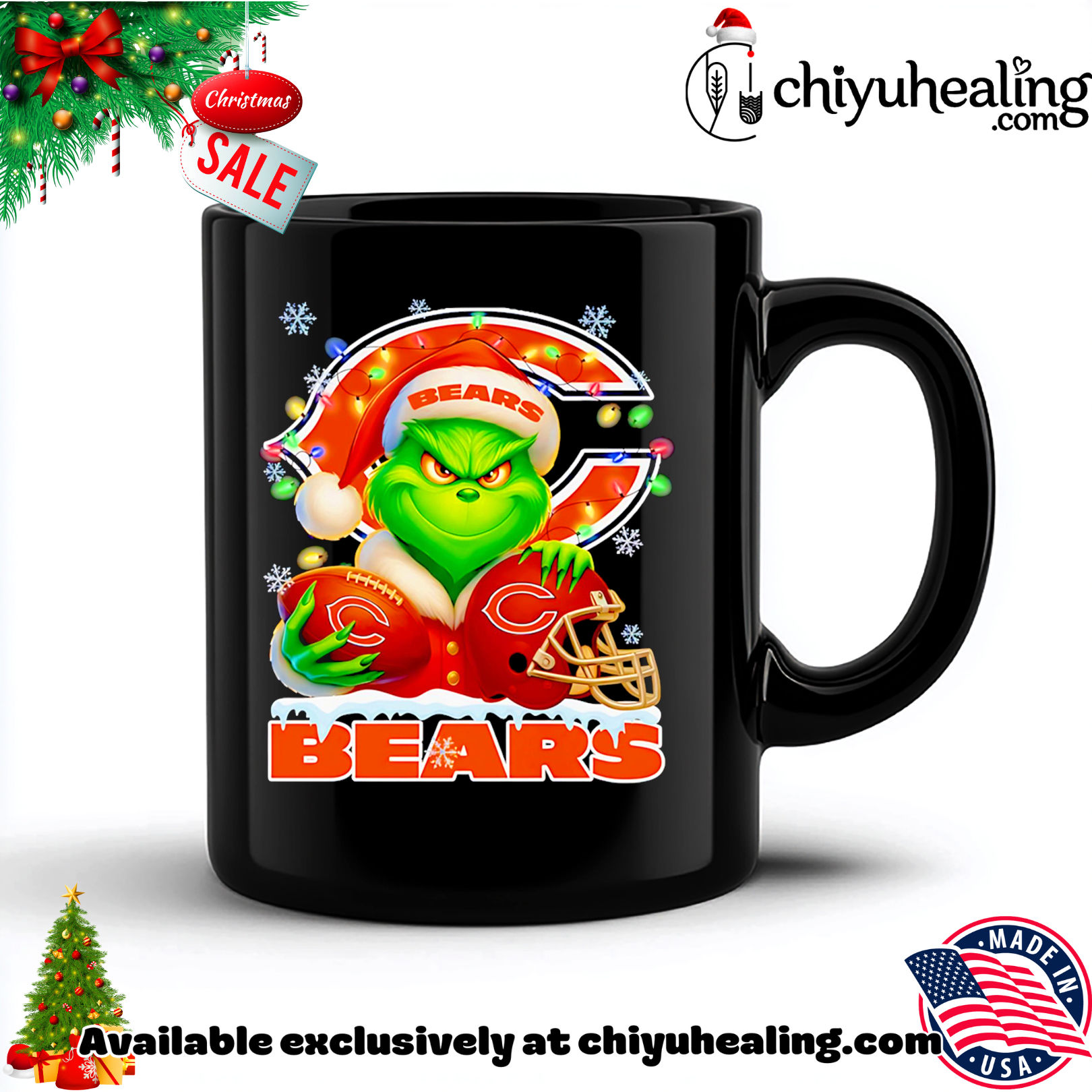 Santa Christmas Grinch Chicago Bears holding helmet football shirt, Hoodie, Sweatshirt, Poster Canvas, Mug, Ornaments 5 Santa Christmas Grinch Chicago Bears holding helmet football shirt, Hoodie, Sweatshirt, Poster Canvas, Mug, Ornaments
