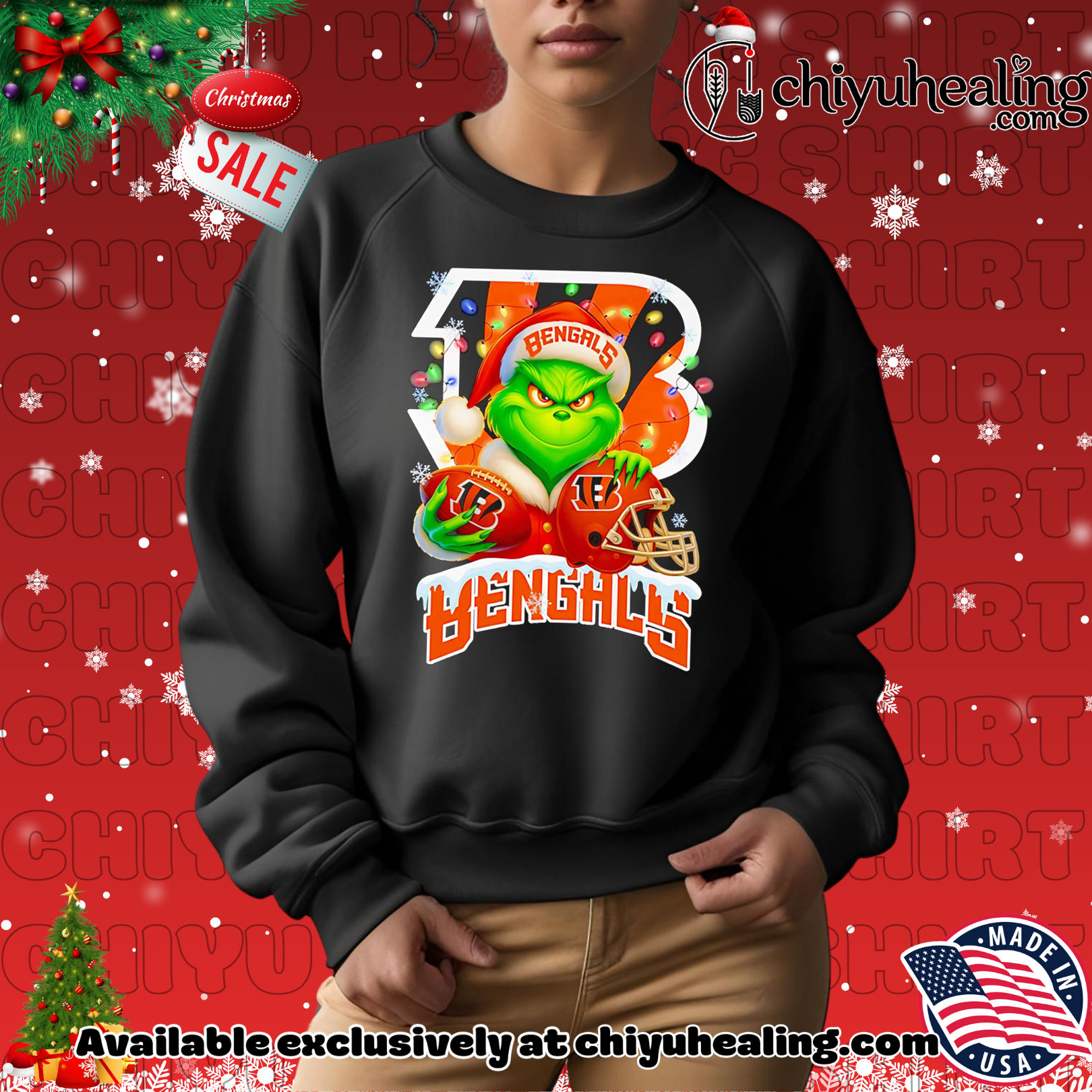 Santa Christmas Grinch Cincinnati Bengals holding helmet football shirt, Hoodie, Sweatshirt, Poster Canvas, Mug, Ornaments 2 Santa Christmas Grinch Cincinnati Bengals holding helmet football shirt, Hoodie, Sweatshirt, Poster Canvas, Mug, Ornaments