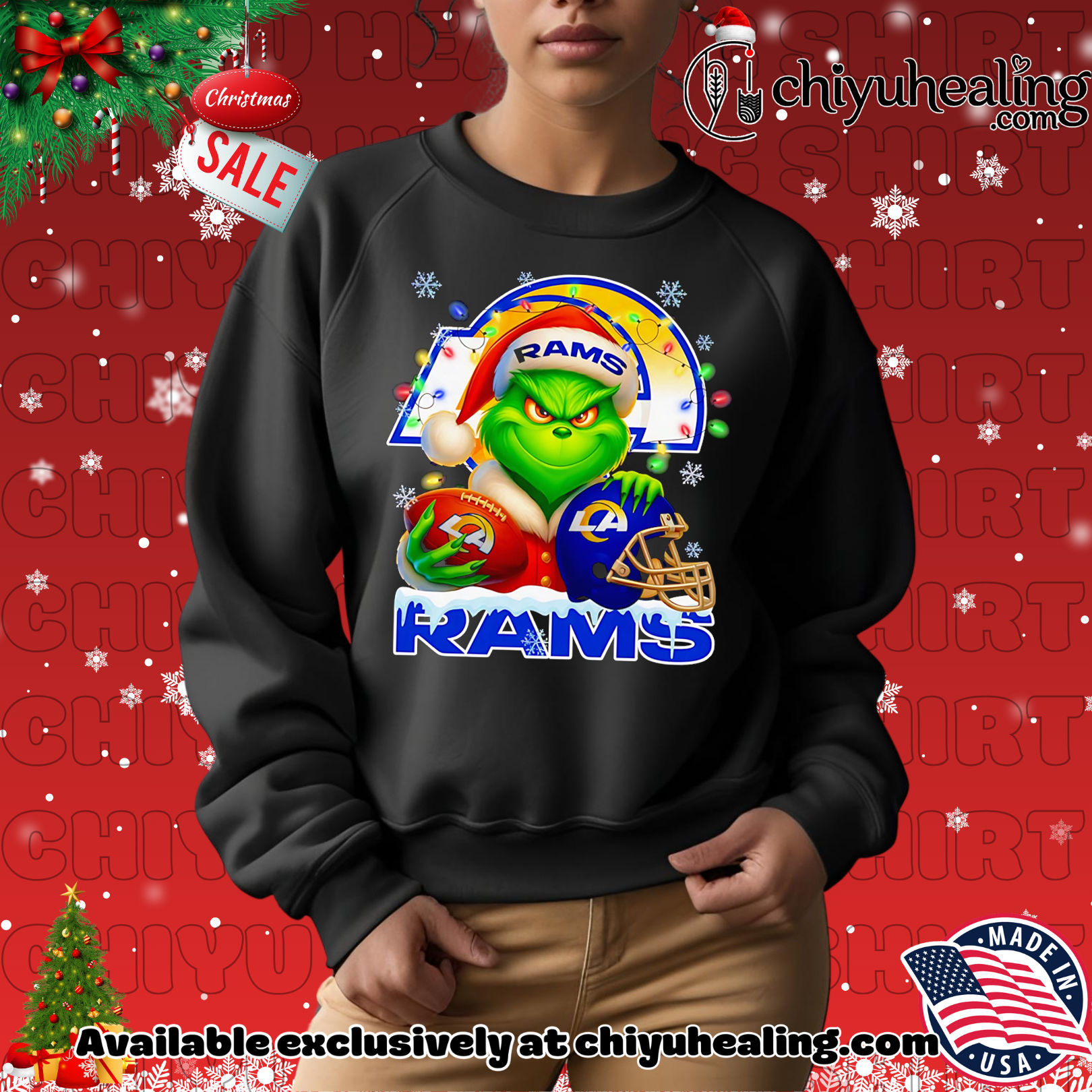 Santa Christmas Grinch Los Angeles Rams holding helmet football shirt, Hoodie, Sweatshirt, Poster Canvas, Mug, Ornaments 2 Santa Christmas Grinch Los Angeles Rams holding helmet football shirt, Hoodie, Sweatshirt, Poster Canvas, Mug, Ornaments