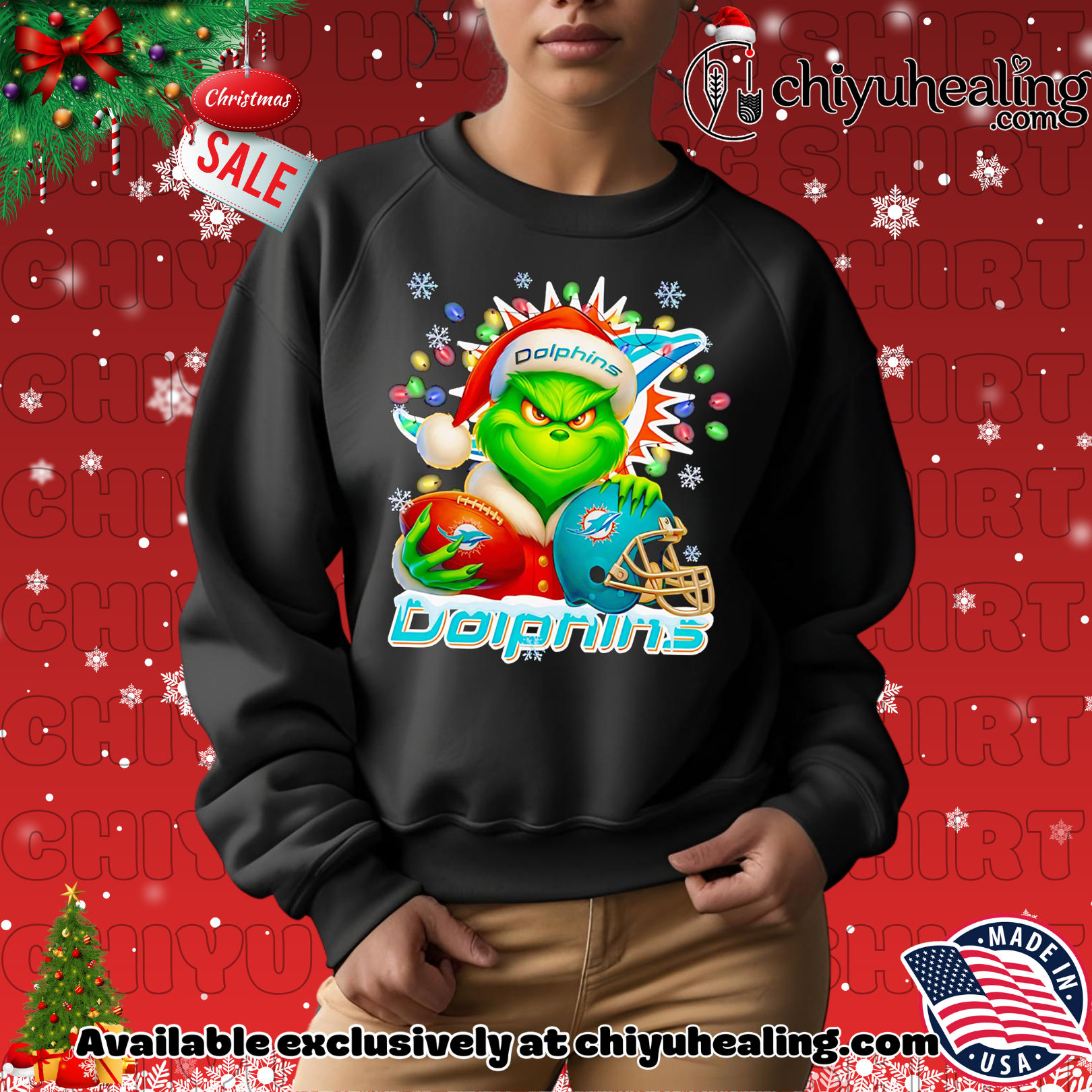 Santa Christmas Grinch Miami Dolphins holding helmet football shirt, Hoodie, Sweatshirt, Poster Canvas, Mug, Ornaments 2 Santa Christmas Grinch Miami Dolphins holding helmet football shirt, Hoodie, Sweatshirt, Poster Canvas, Mug, Ornaments