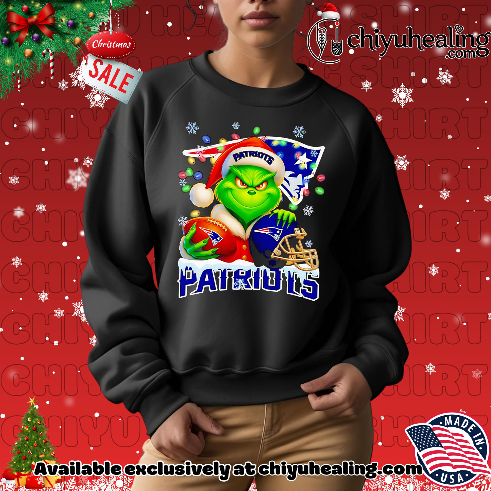 Santa Christmas Grinch New England Patriots holding helmet football shirt, Hoodie, Sweatshirt, Poster Canvas, Mug, Ornaments 2 Santa Christmas Grinch New England Patriots holding helmet football shirt, Hoodie, Sweatshirt, Poster Canvas, Mug, Ornaments