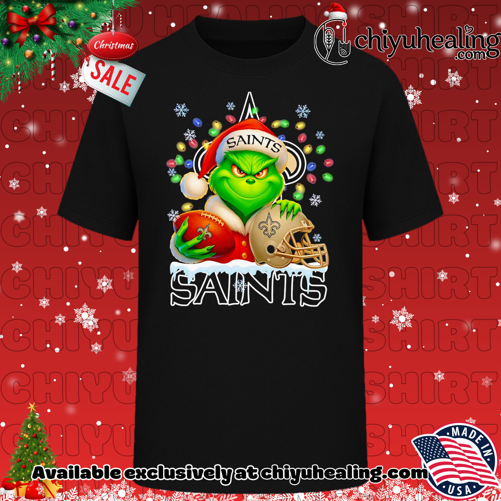 Santa Christmas Grinch New Orleans Saints holding helmet football shirt, Hoodie, Sweatshirt, Poster Canvas, Mug, Ornaments 6 Santa Christmas Grinch New Orleans Saints holding helmet football shirt, Hoodie, Sweatshirt, Poster Canvas, Mug, Ornaments
