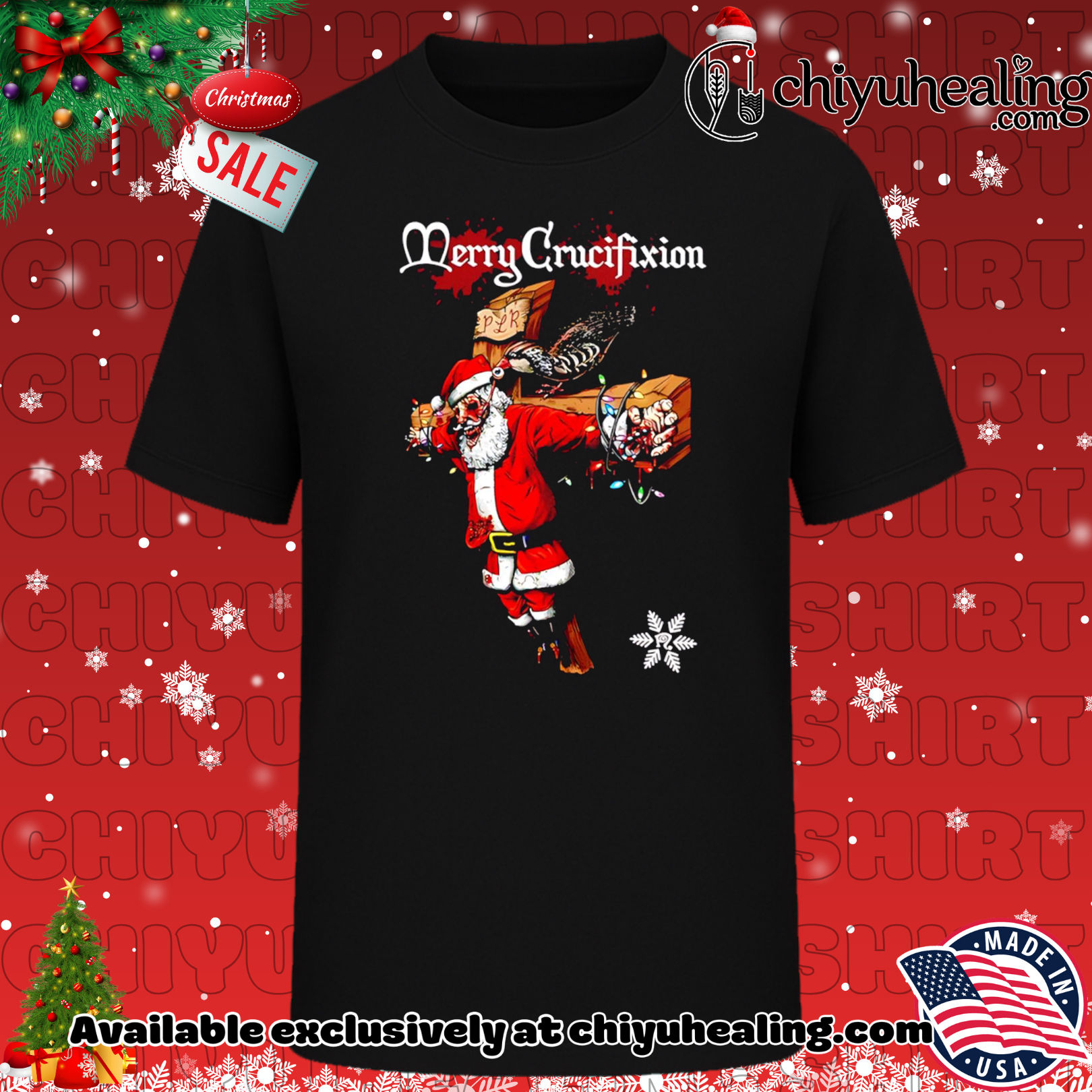 Santa Claus Merry Crucifixion Christmas graphic shirt, Hoodie, Sweatshirt, Poster Canvas, Mug, Ornaments