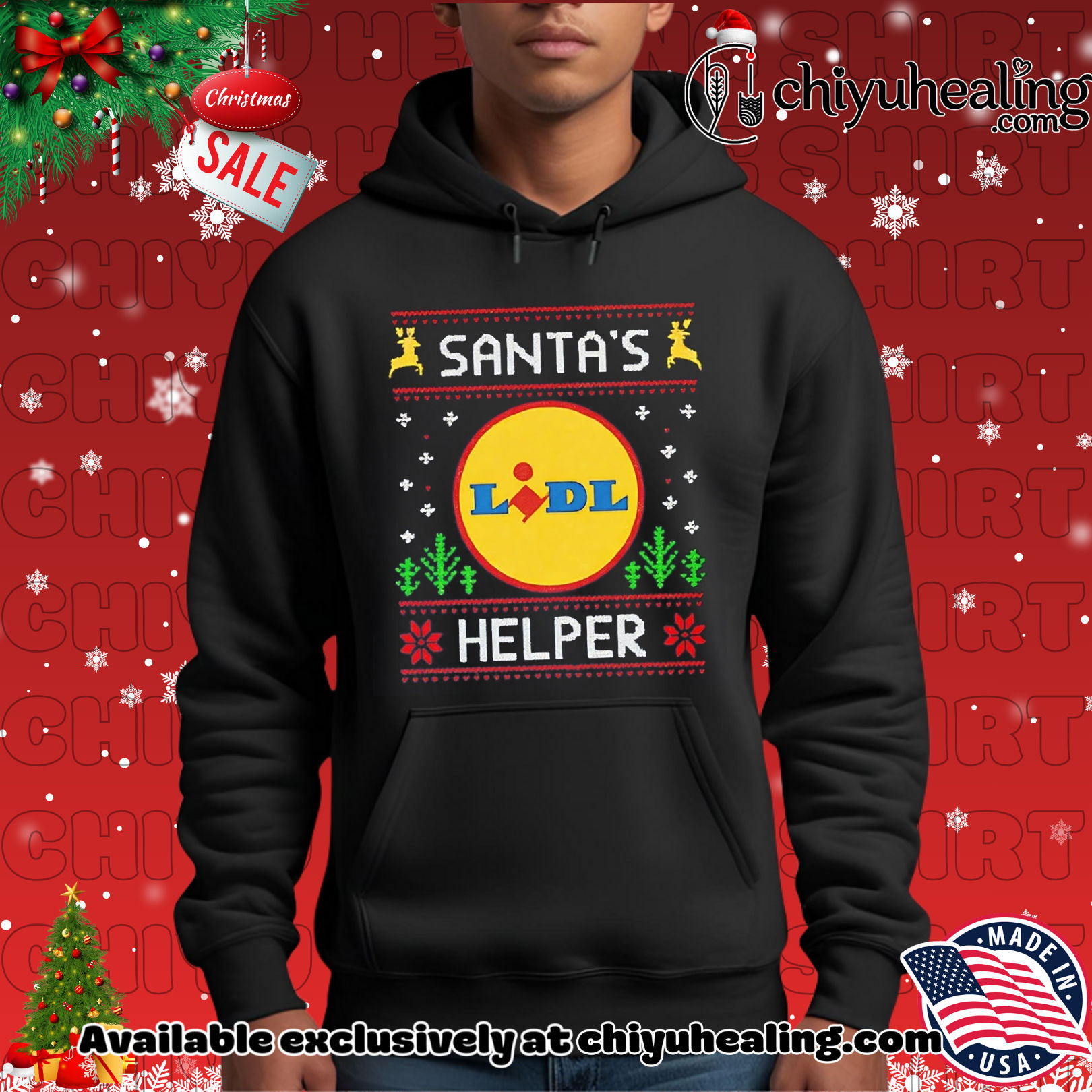 Santa's Lidl Helper ugly Christmas shirt, Hoodie, Sweatshirt, Poster Canvas, Mug, Ornaments