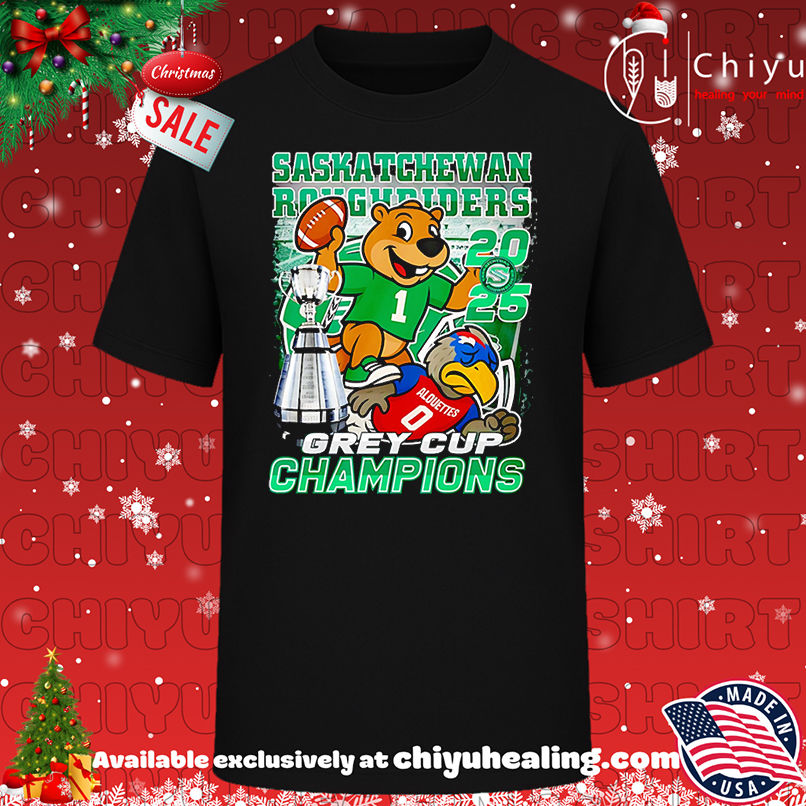 Saskatchewan Roughriders 2025 Grey Cup Champions mascot shirt, Hoodie, Sweatshirt, Poster Canvas, Mug, Ornaments