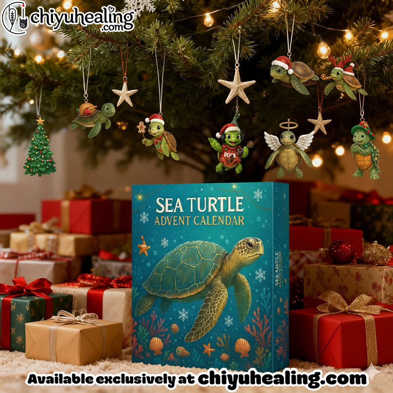 Sea Turtle Advent Calendar, Christmas Countdown Advent Calendar Gift Box with 24 Acrylic Ornaments