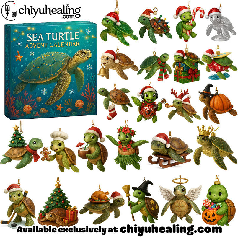 Sea Turtle Advent Calendar, Christmas Countdown Advent Calendar Gift Box with 24 Acrylic Ornaments