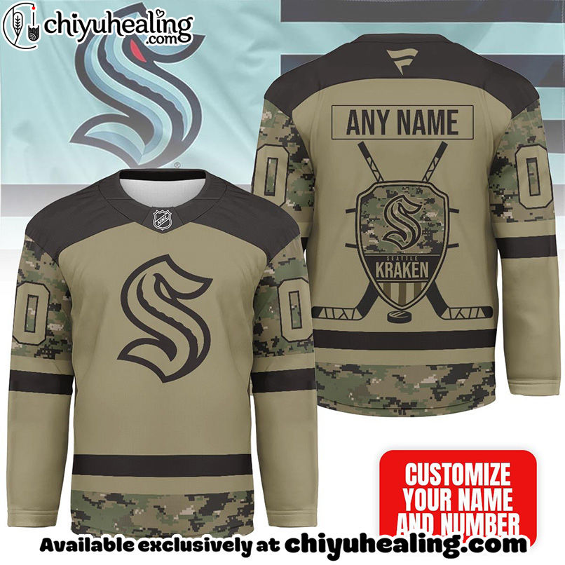 Seattle Kraken - Premium NHL Camo Army Hockey Jersey
