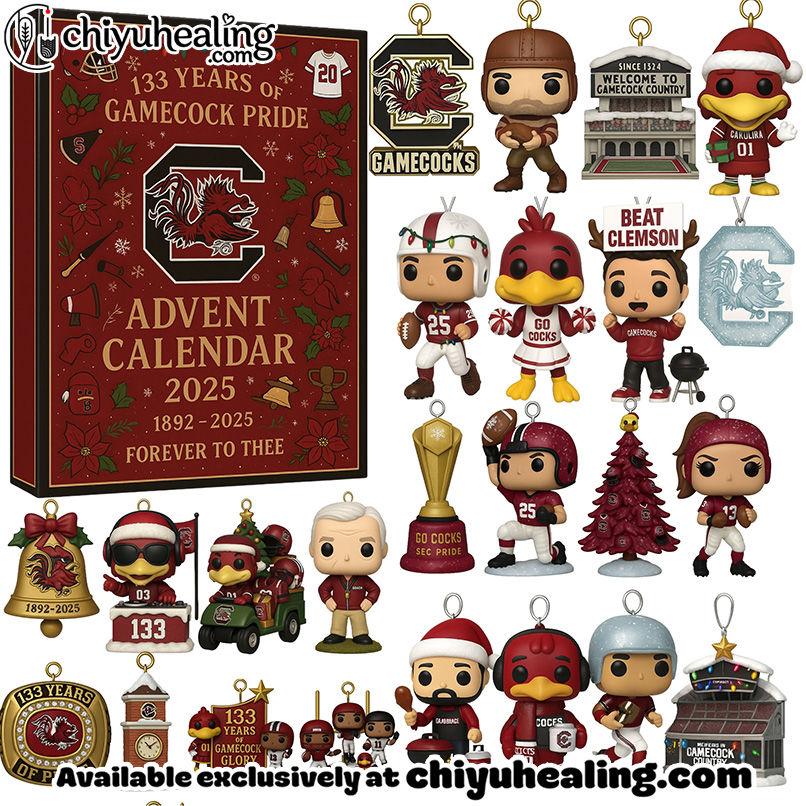 South Carolina Gamecocks 133rd Anniversary Advent Calendar, Christmas Countdown Advent Calendar Gift Box with 24 Acrylic Ornaments