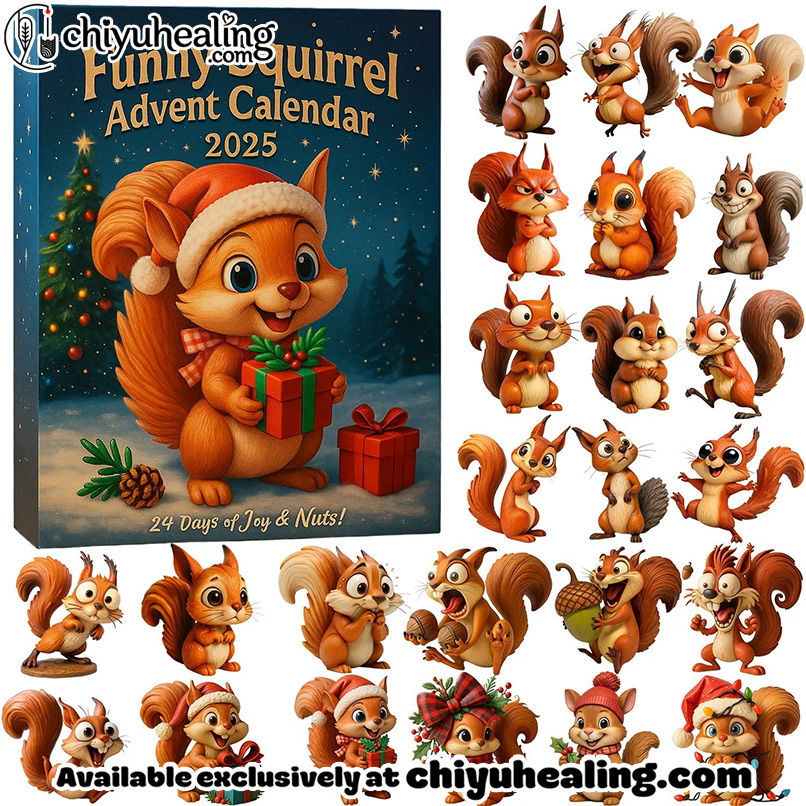 Squirrel Advent Calendar 2025, Christmas Countdown Advent Calendar Gift Box with 24 Acrylic Ornaments