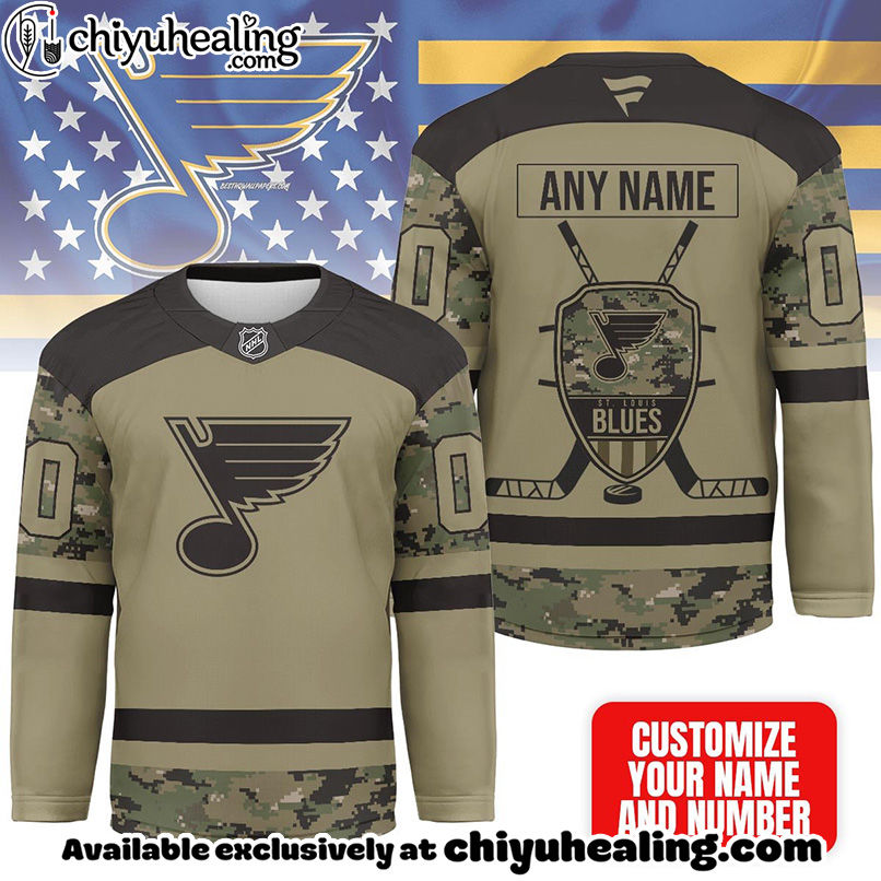 St. Louis Blues - Premium NHL Camo Army Hockey Jersey