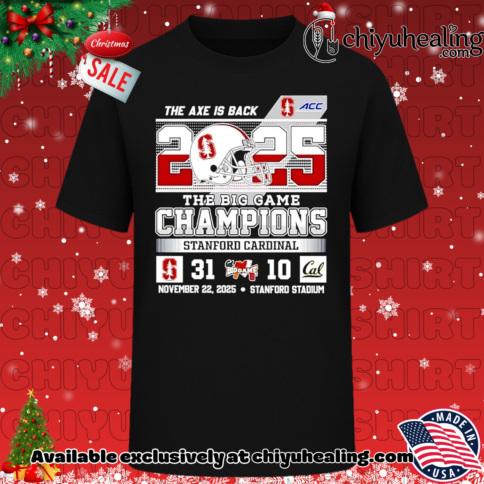Stanford Cardinal The Big Game Champions 2025 The Axe is back score Christmas ornament, Hoodie, Sweatshirt, Poster Canvas, Mug, Ornaments 6 Stanford Cardinal The Big Game Champions 2025 The Axe is back score Christmas ornament, Hoodie, Sweatshirt, Poster Canvas, Mug, Ornaments