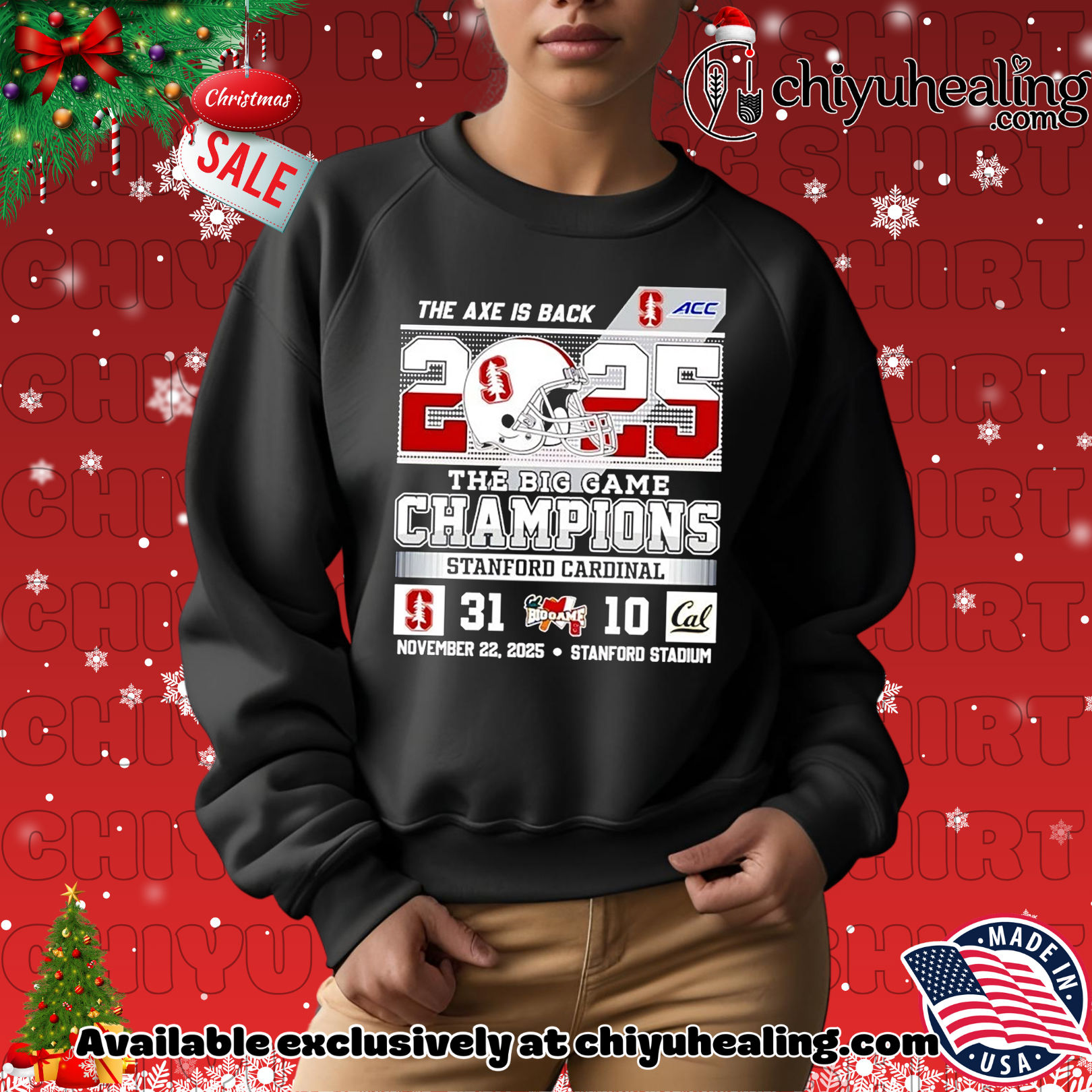 Stanford Cardinal The Big Game Champions 2025 The Axe is back score Christmas ornament, Hoodie, Sweatshirt, Poster Canvas, Mug, Ornaments 2 Stanford Cardinal The Big Game Champions 2025 The Axe is back score Christmas ornament, Hoodie, Sweatshirt, Poster Canvas, Mug, Ornaments