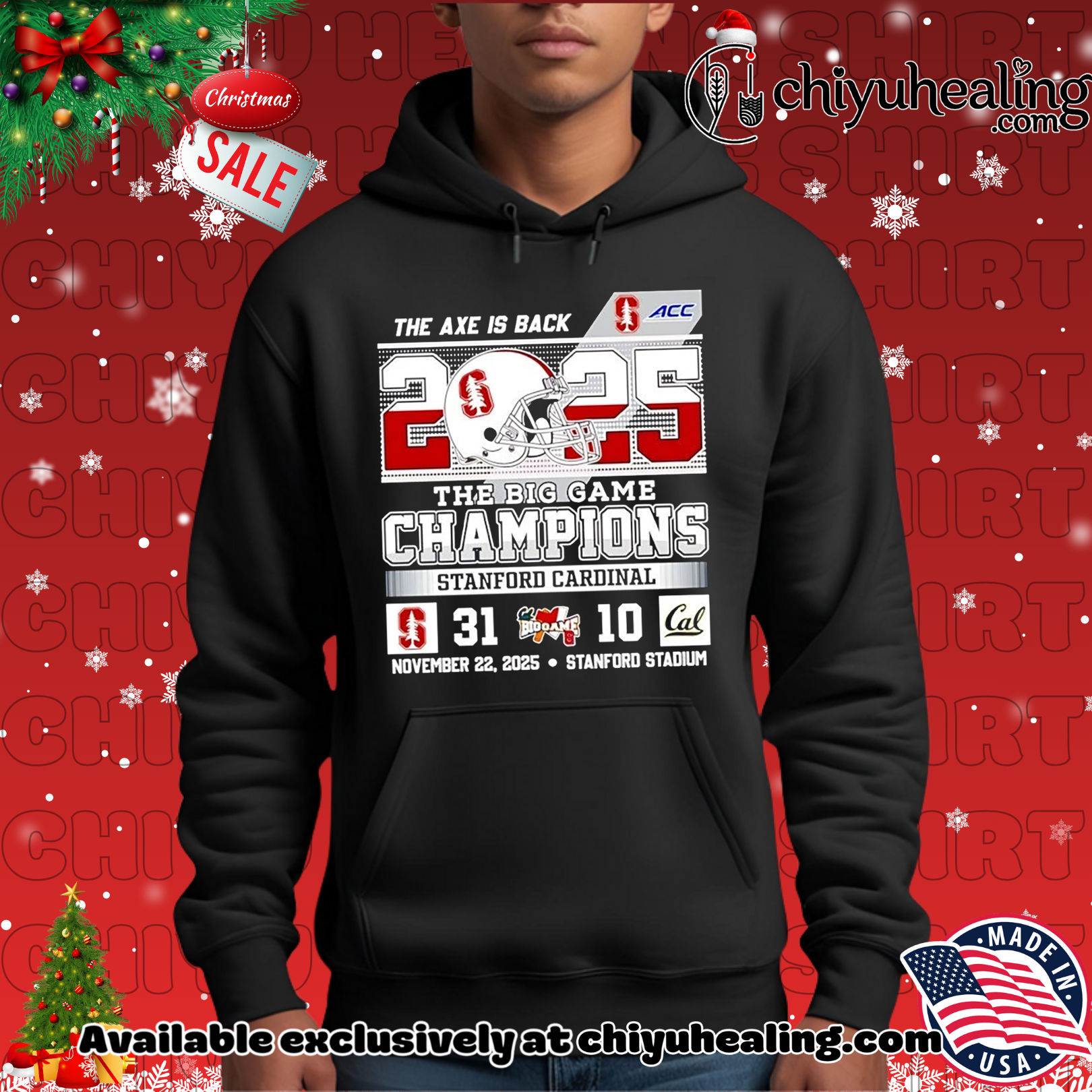 Stanford Cardinal The Big Game Champions 2025 The Axe is back score Christmas ornament, Hoodie, Sweatshirt, Poster Canvas, Mug, Ornaments